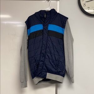Blue and gray fall jacket